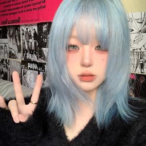 ヤンを整形手術える女性用のQINGいショートヘアウィッグ,フルヘッドギア,サブカルチャー,ロリータ,ボブ,y2k,ユニバーサル,コス,カラーストレートヘア