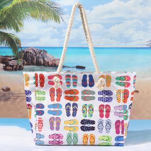 Printed Beach Bag Large Capacity Casual Shoulder Tote Bag, Summer Travel Tote Bag, Shopping Bag, Suitable for Business Trips or Beach Use, Multiple Colors and Patterns Available
