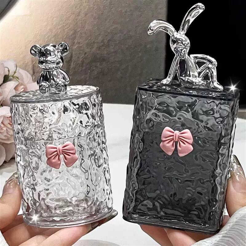 ￼Hộp Đựng Bông Tai - Đựng Tăm Cao Cấp  - Họa Tiết Gấu Thỏ Pha Lê Sang Trọng ,Đựng Gia Vị , Đựng Đồ Ăn