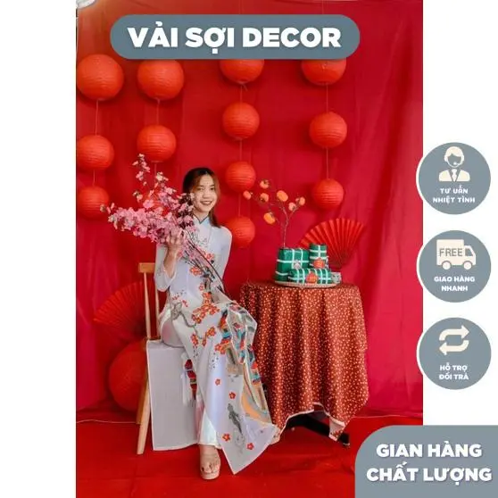 Vải màu đỏ , vàng phông nền, trang trí noel, decor tết  (1,6 m  x 5m)