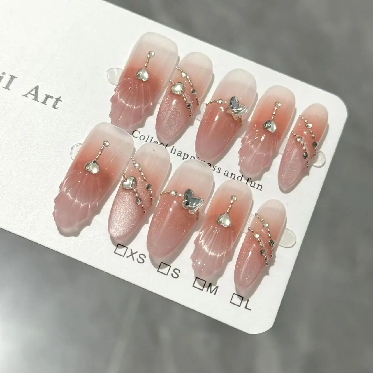 【BKNH】Pure handmade light therapy manicure girl wearing shells reusable detachable wearable nail pieces