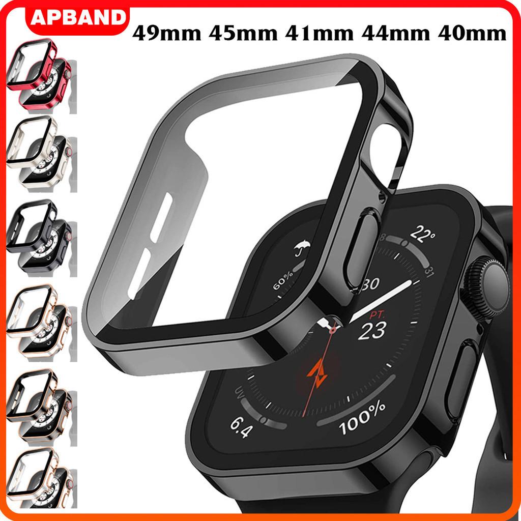 ฝาครอบกระจกนิรภัย 2 in 1 สำหรับ Case for Apple Watch Ultra 3/2/1 49mm PC Case for IWatch 40mm 41mm 4