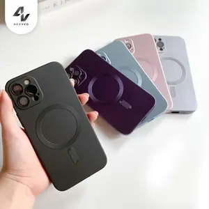 Super Flex Matte Metallic iPh*ne Case with MagSafe Lens Protector Silicone Case Pelindung Kamera Magnetik for 11 / 12 / 13 / 14 / 15 series Cover Protection