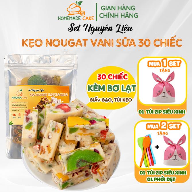 Set bán chạy Nguyên liệu làm kẹo Nougat Vani Sữa 30 chiếc Kẹo Hạnh Phúc siêu hạt ít ngọt Candy Food