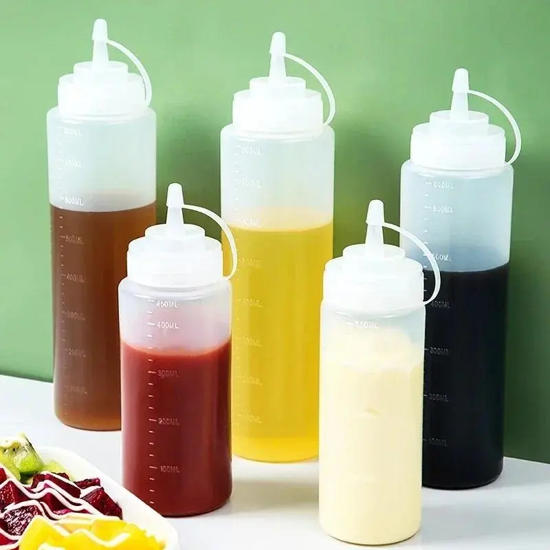 Chai dầu tương cà, chai gia vị bóp lớn, có thang đo, có sẵn trong 1 / 5 CÁI, 250ml / 360ml / 450ml / 500ml / 680ml, thích hợp cho BBQ, đồ dùng nhà bếp