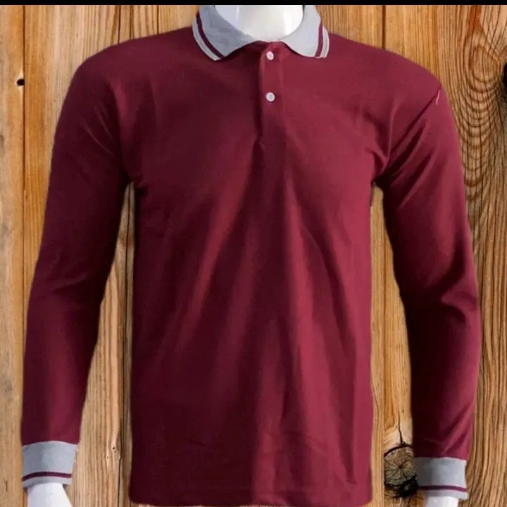 KAOS KERAH LENGAN PANJANG Pria Wanita Baju Berkerah lengan panjang uniseks Kaos kerah lengannya panjang Hitam kerah abu Terbaru Kain Tebal 5