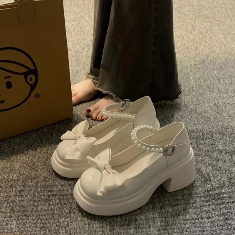 Giày Nữ, Cỡ Lớn (35-43), Phong Cách Mary Jane, Có Nơ, Gót Chunky, Hoàn Hảo Cho JK 3