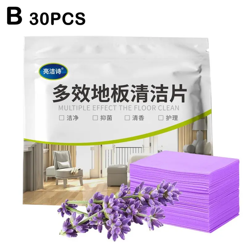 Tấm lau sàn hòa tan trong nước, 30 chiếc, Bộ dụng cụ làm sạch gia đình, để lau và quét, Thích hợp cho gỗ, K1S1 7