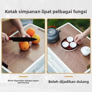 Kotak Penyimpanan Penutup Kayu Luaran, Boleh Dilipat, Gaya Industri, Sesuai untuk Perkhemahan dan Penyimpanan Kereta, Tema 2025 buku storage cabinet box with rollers kotak & tong penyimpanan waterproof kotak & tong penyimpanan Supplies