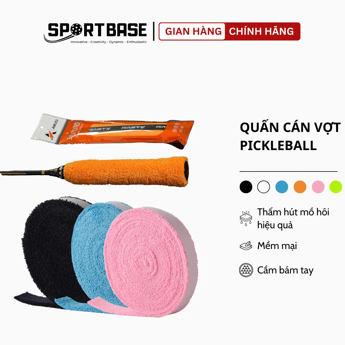 Dây quấn cán vợt sợi len Pickleball nhiều màu, mềm mại, chống trượt
