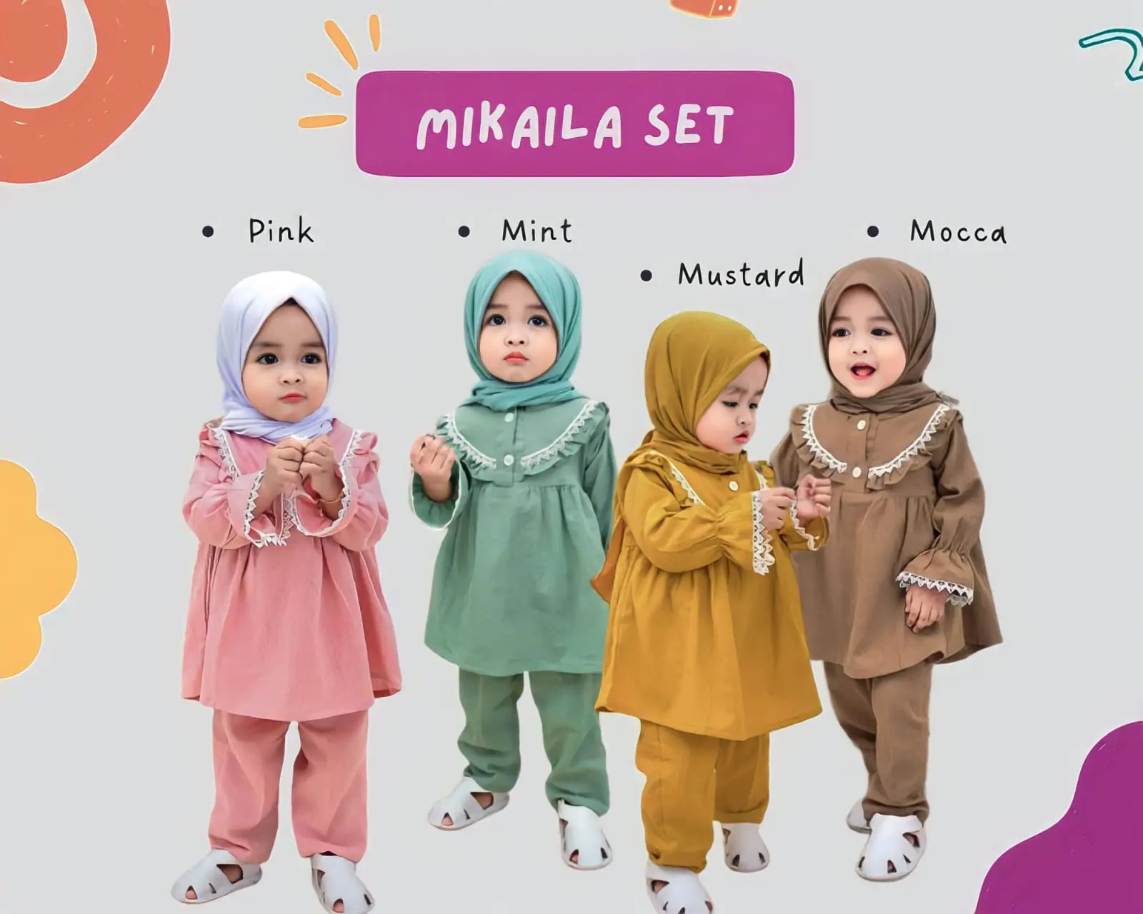 Mikaila Kids Gamis Polos Anak Wanita Model Terbaru / Baju Muslim Balita Satu Set /Gamis Bayi Lucu /  Setelan Muslim Anak Gamis / Gamis Balita Terbaru / Gamis Syari Anak Simpel / Setelan Anak Perempuan / Bahan Shakila Premium  / Fashion Muslim 2023