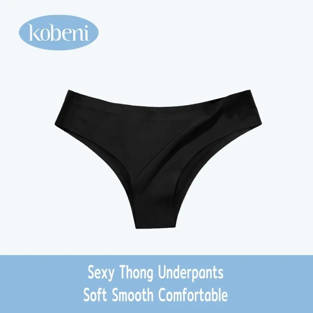 (Indonesia Stock) KOBENI Celana Dalam Seamless Wanita G-String Women Panty CD Tanpa Jahitan Size Jumbo（Kni-046） cd  wanita sexy daleman  cewek Basic Hitam thongs