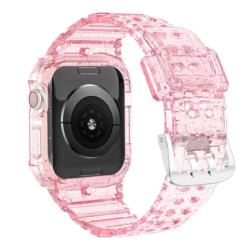 Solid Color Glitter Watch Band (Band Only), Adjustable TPU Transparent Sports Watch Band, Replacement Watch Band For Apple Watch, Electronics Accessories 3