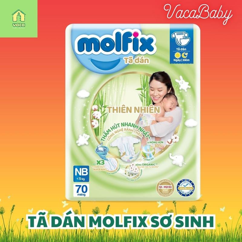 Tã bỉm DÁN SƠ SINH Molfix size NB70 miếng - Cho Bé dưới 5kg tả  chất