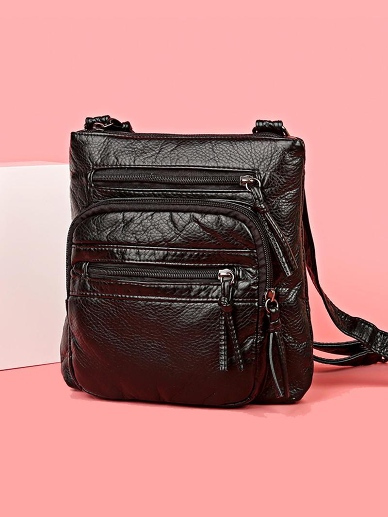 Product Introduction of Women's Fashionable Solid Color Crossbody Bag, Casual Versatile Multi-pocket Zipper Shoulder Bag for Daily Commuting Use, Trendy All-match Ladies Purse Commuter Bag 2