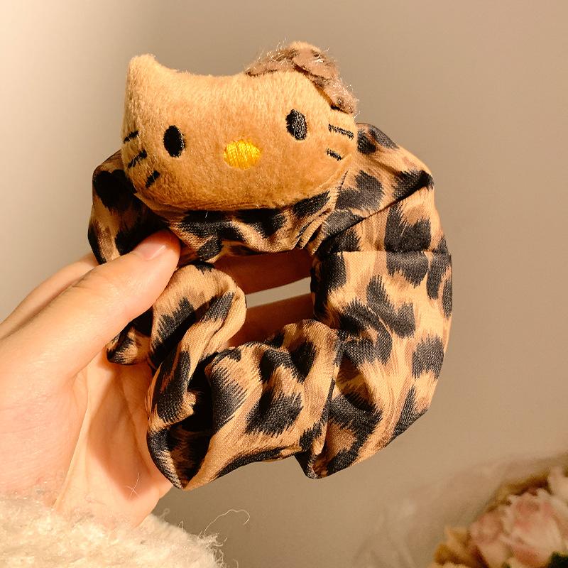 Product Introduction of Sweet and cute women's hair tie cat leopard print rubber band hair rope bun head tie ponytail hair rope fashion women's hair accessories 26