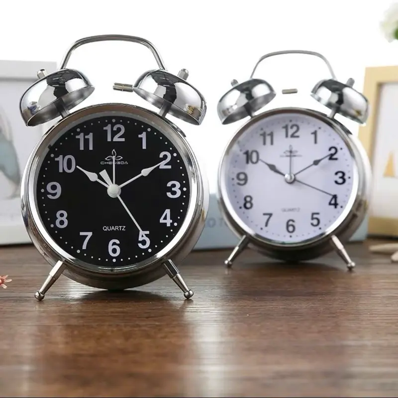 Đồng hồ báo thức  2 chuông INOX reo lơn có đèn