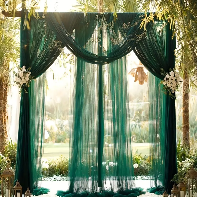 1 Pack Nobility Emerald Green Wedding Tulle Backdrops, for Elegant Mother'S Day background, Bridal/Baby Shower, Valentine'S Day, Perfect Wedding Decor Supplies.