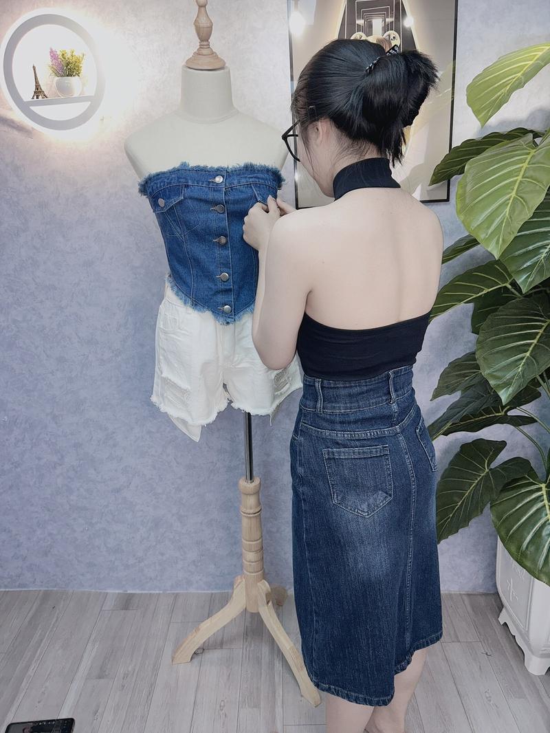 Product Introduction of CHÂN VÁY JEAN CHỮ A DÁNG DÀI LƯNG  CAO CO GIÃN 4 CHIỀU VẠT SẺ MÀU SẮC CỰC ĐẸP 5