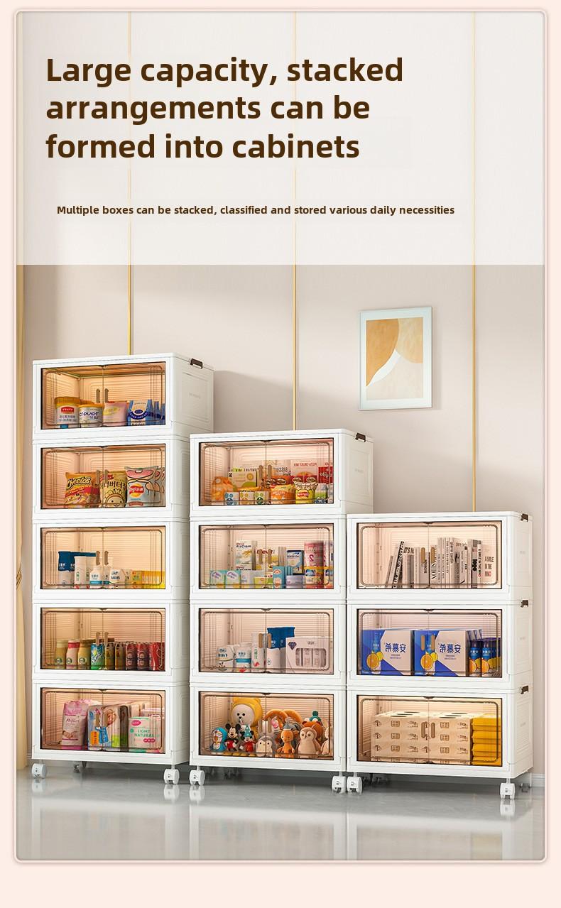 Product Introduction of Storage Cabinet Foldable Wholesale Children's Clothes Storage Cabinet Double Door Home Organizer Cabinet Household Bedroom Wardrobe Easy to Use, Convenient and Easy to Use box  leather 4