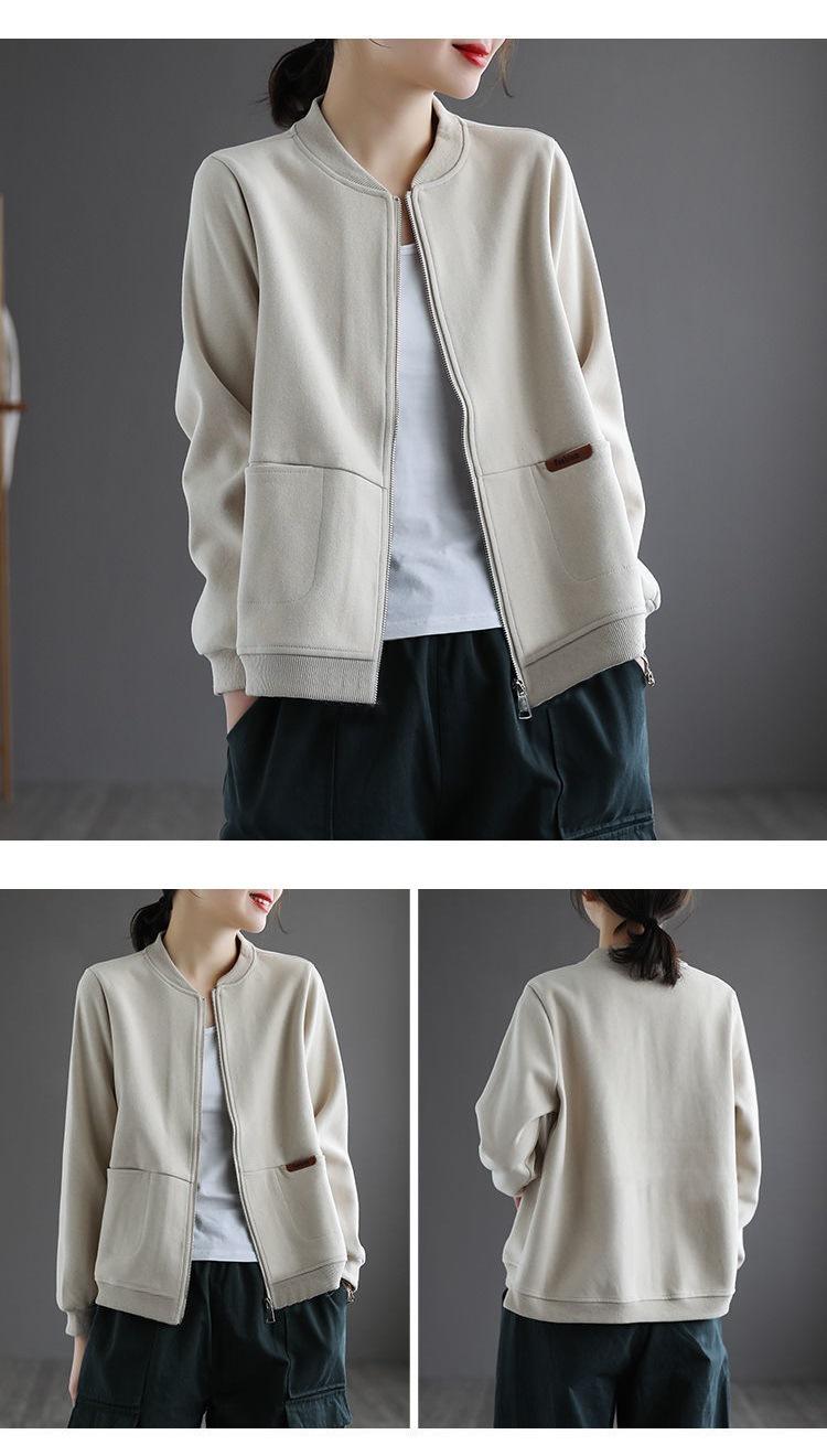 Product Introduction of Women's Sweater Women's Spring and Autumn New Fashion Loose Zipper Cardigan Sweater Casual Baseball Uniform Womenswear Coats 9