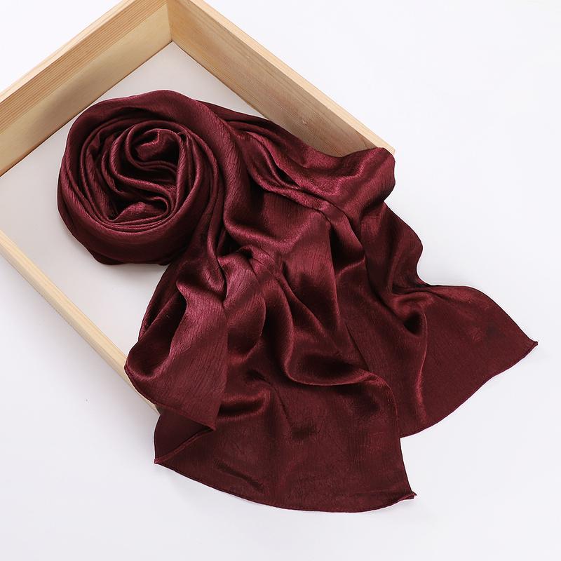 Product Introduction of Pashmina hijab Malaysia New Artificial Silk Silky Satin Scarf Women's Shawl Toe Cap Headscarf 28
