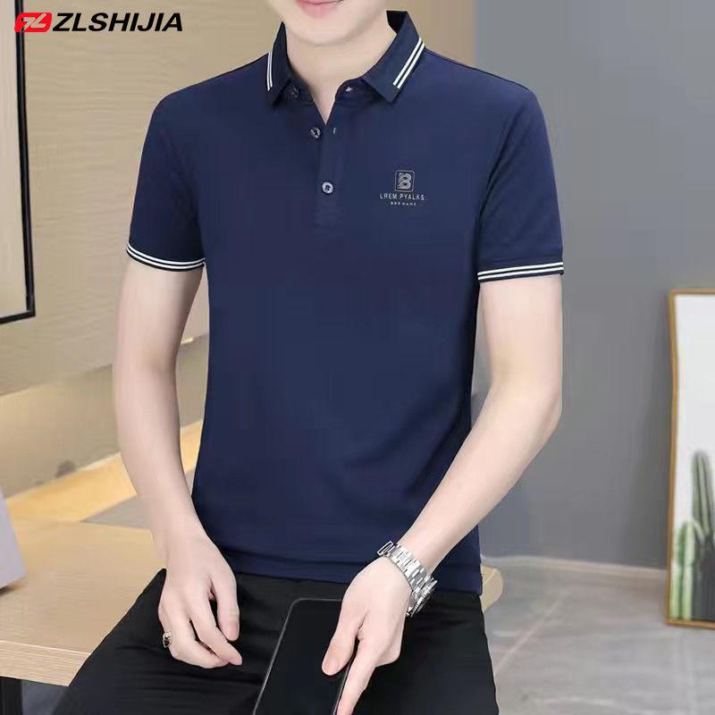 Áo Thun Nam Ngắn Tay Mùa Hè Gia Đình Sói Chiến Tranh Áo Polo Thêu Trẻ Trung Và Trung Niên Áo Công Sở Lụa Lạnh Thoáng Khí 1 / 2 Miếng 1