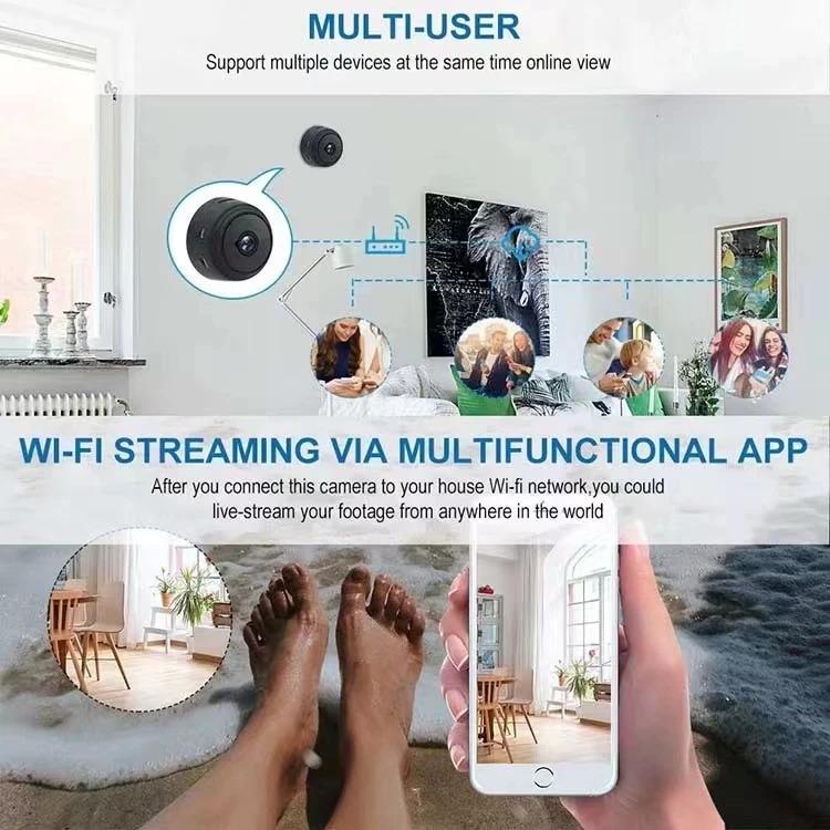 Product Introduction of Camera IP không dây A9, WiFi, 1080P, sử dụng Trong Nhà và ngoài trời, Kích thước nhỏ, Camera di động ban đêm giám sát, Thích hợp cho trẻ sơ sinh và thú cưng, với điều khiển an ninh 7
