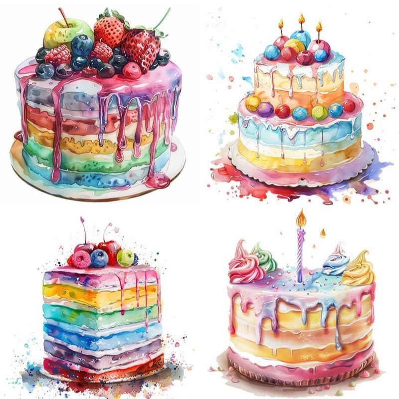 Colorful Birthday Cake Pattern Sticker, 20pcs/set DIY Decorative Sticker, DIY Decals for Scrapbooking, Journaling, Gift Wrapping, Greeting Card 4