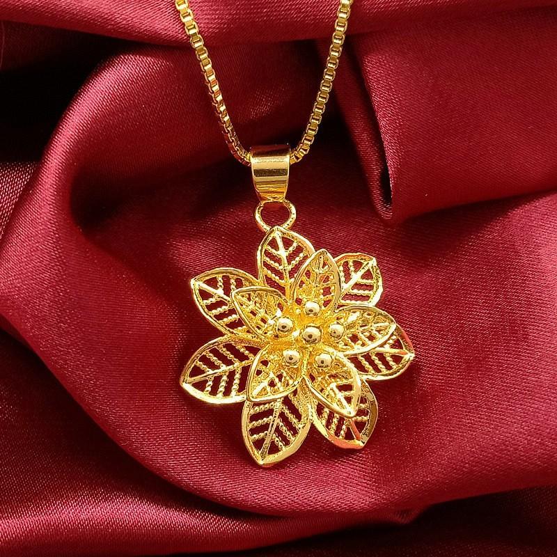 Vòng Cổ Mặt Dây Chuyền Hoa Sen, Vàng Cát Việt Nam, Chất Lượng Nguyên Chất, Vòng Cổ Hợp Xu hướng Trung Quốc, Dành Cho Nữ, Đồ Trang Sức, Hoa Và Thực Vật Ngọt Ngào Và Tự Nhiên, Vòng Cổ Nữ