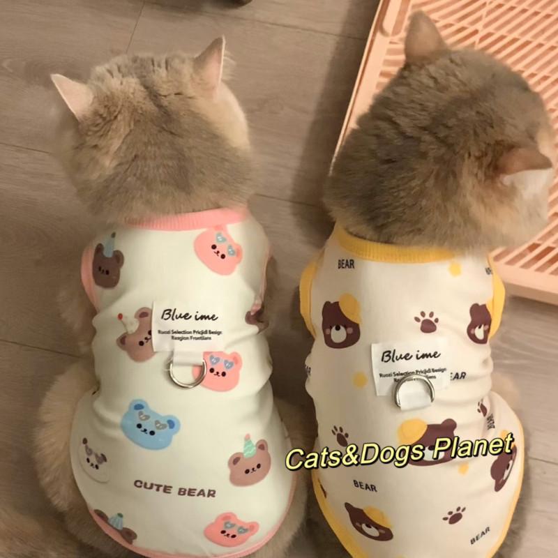 Quần áo cho chó áo sơ mi hoạt hình gấu thích hợp cho mèo chó con và chó con áo vest Kitter quần áo cho thú cưng làm bằng bông mềm