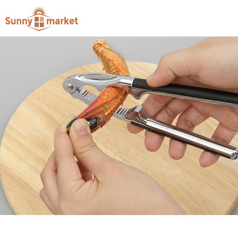 Kẹp càng cua inox cán bọc nhựa dài 16,5cm, Dụng cụ kẹp càng cua, ghẹ và tách các loại vỏ, hạt cứng bằng inox cao cấp