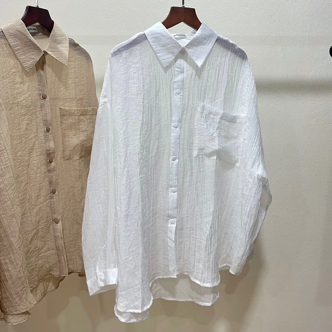 @gobystore Áo sơ mi ĐŨI TƠ NHĂN MỎNG nhẹ oversize BYGOBYSTORE