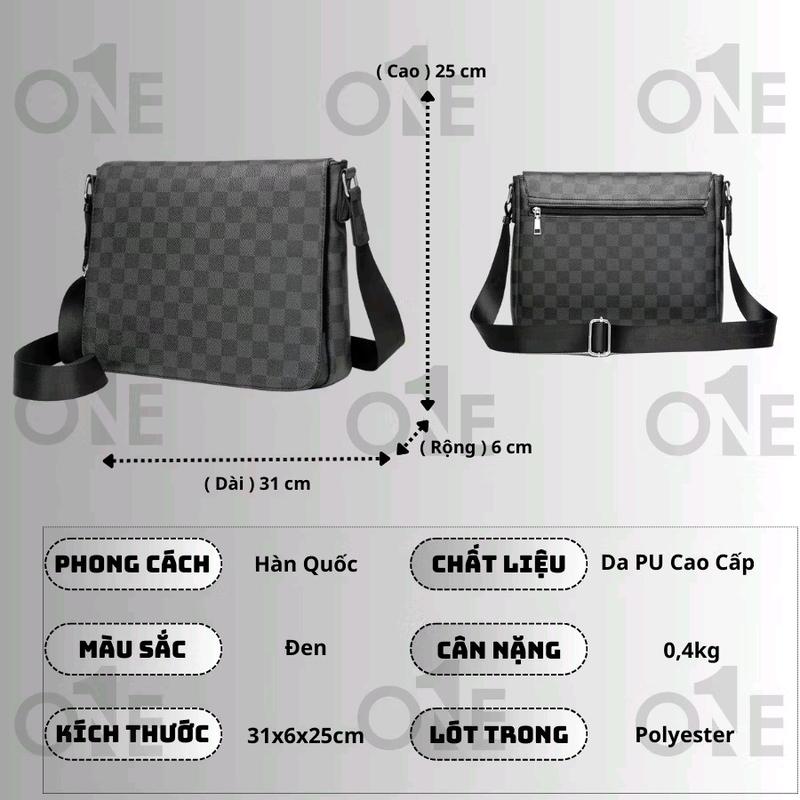 Túi đeo chéo nam công sở họa tiết ô vuông caro dung tích lớn phong cách trẻ trung sành điệu - Đeo Vai, Bag Nhiều Ngăn 3 tui messenger hộp