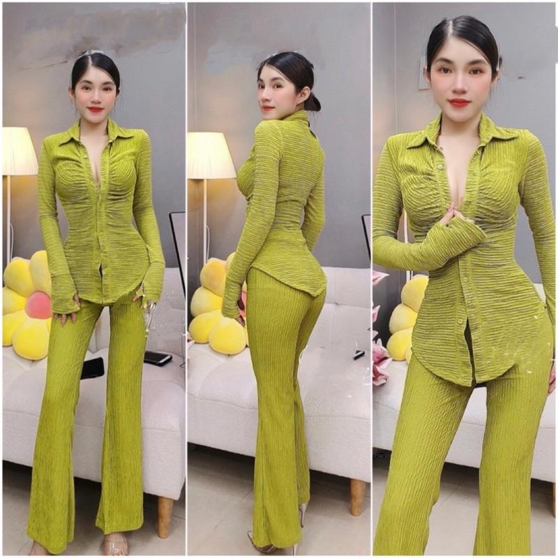 D20 - Set Bộ Áo Sơ Mi Quần Ống Loe Dễ Mang Mai Bùi Store Top 1