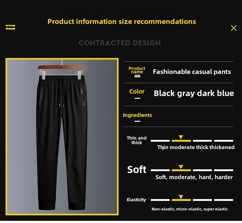 Product Introduction of Men's ice silk casual pants, summer lightweight loose large size quick-drying sports pants, men's trend slim-fit straight-leg long pants 10