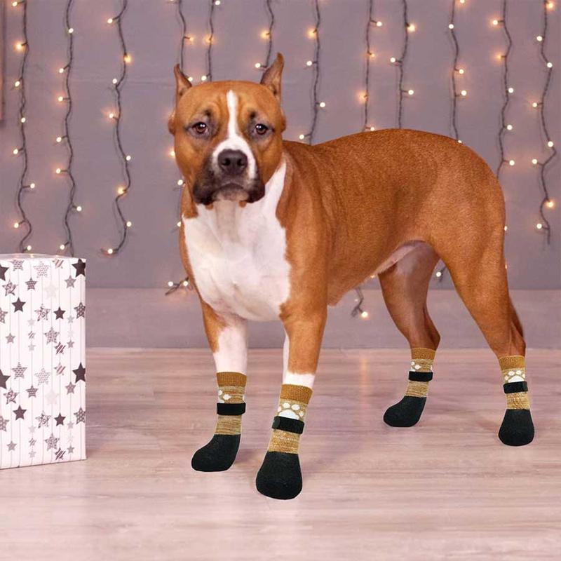 Product Introduction of Non-slip Dog Socks, 4 Counts/set Cute Paw Pattern Puppy Socks, Pet Paw Protectors, Dog Boot for Hardwood Floors, Pet Supplies 4