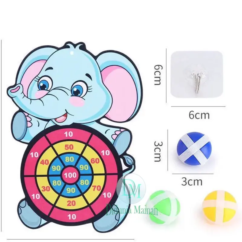 Mainan Edukasi Anak Cowok Cewek Toys Dart Game Papan Gajah Lempar Bola Tempel 7