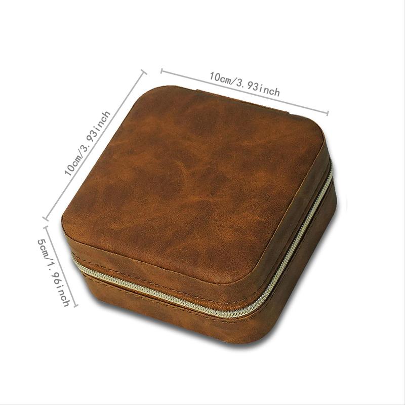 Product Introduction of Vintage Style Mini Jewelry Box, 1 Count Portable PU Leather Jewelry Organizing Box with Mirror, Jewelry Storage Box for Earrings, Necklaces, Rings 12