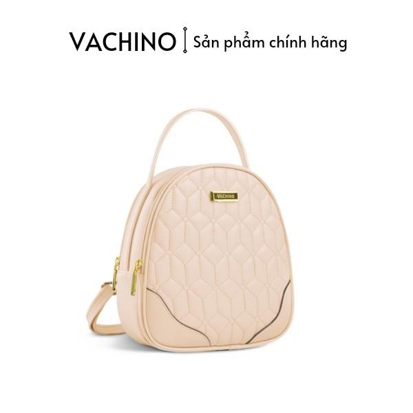 [Tặng Ví móc khóa] Balo da nữ mini thời tranh cao cấp họa tiết hình thoi VACHINO BG013 Đeo Vai Backpack Hoa
