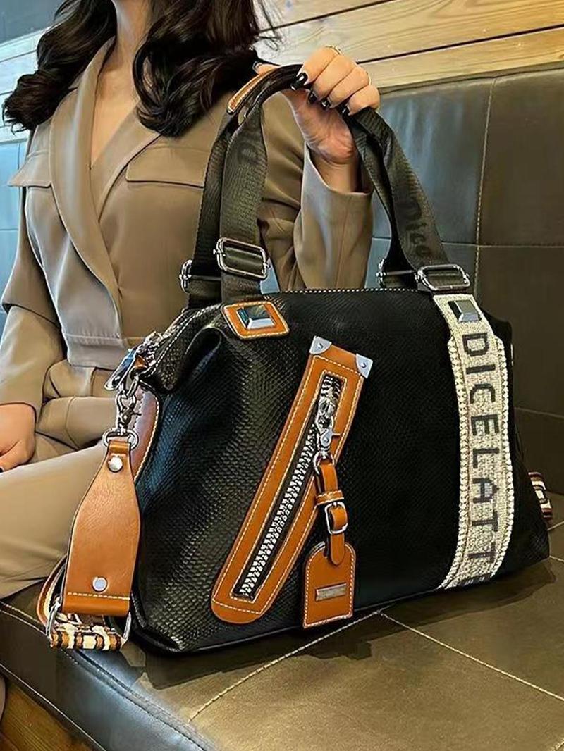 Product Introduction of Women's Street Trend Y2k Zipper Decor Handbag, Trendy Large Capacity Crossbody Bag, Chic All-match Crossbody Bag for Daily & Travel Use 0