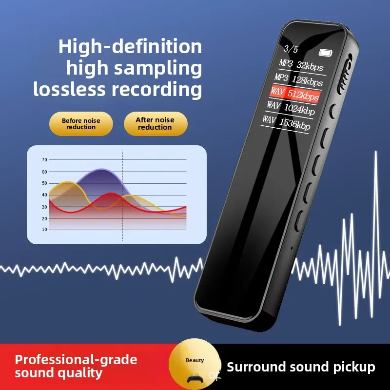 New Recording Pen MP3 Portable Professional HD Noise Reduction Artifact Large Capacity Student Commercial Use