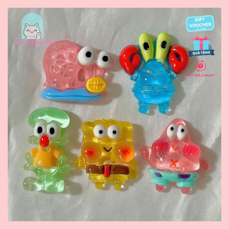   SHIP TỪ 3C  Charm dép sục Sticker gắn dép cá sấu DÉP SỤC DÉP CROC hình nhân vật Bọt Biển dễ thương - Có Nút Gắn 