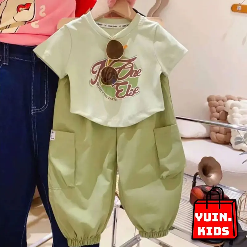 Top Fashion Baju Anak Perempuan Lucu Usia 1-5 Tahun Pakaian Baju Crop Dan Celana Cargo Anak Bayi Katun 3