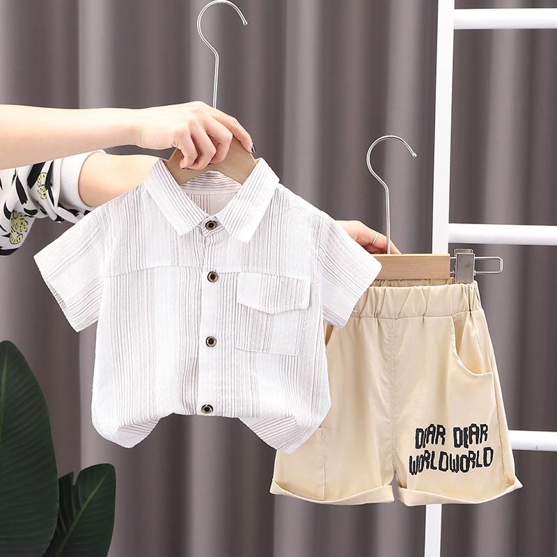 AnvilaShop Setelan Anak Laki-Laki Model Garis-Garis Serat Import Fashion 1