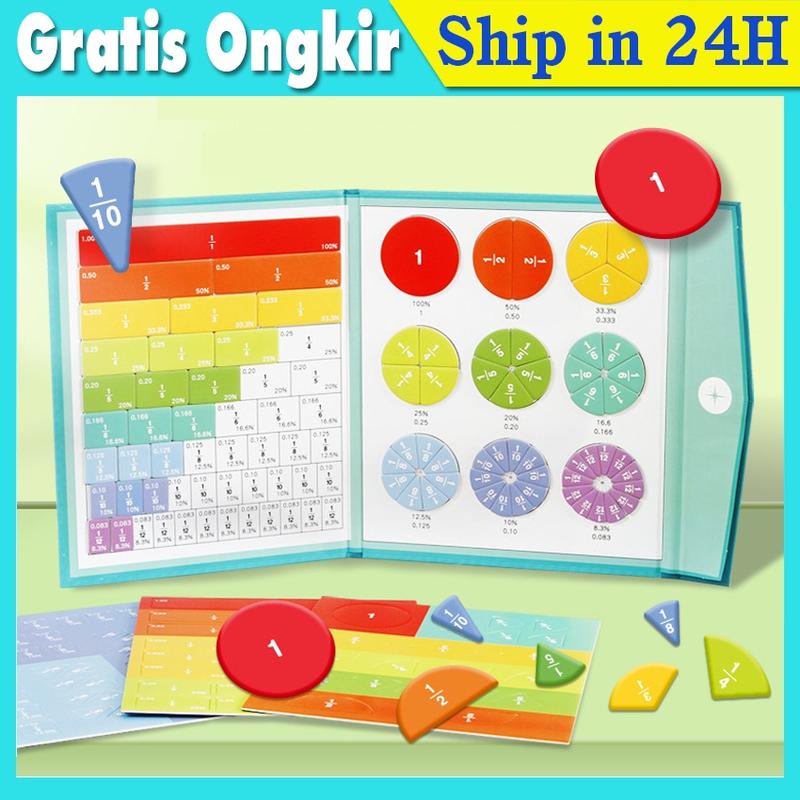 Mainan Anak Alat Magnetic Fraction Disk Belajar Matematika Pecahan Magnetic Travel Game 1