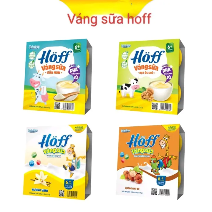 Váng sữa trẻ em Hoff Vị Vani,Hạt dẻ,Hạt óc chó,Sữa Non (Vỉ 4 hộp/220g)