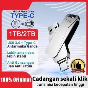Flashdisk 2TB 1TB 2in1 USB3.0  OTG TYPE-C Flashdisk 1TB/2TB Metal High Speed USB 3.0 Flash Drive USB Flash Disk dan PC/Laptop