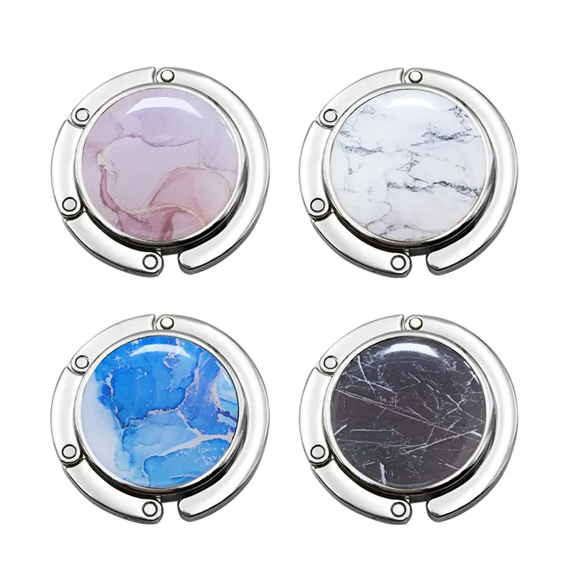Round Portable Folding Metal Bag Hook Purse Handbag Hanger Women's Bag Storage Holder For Indoor Outdoor Office Table Use