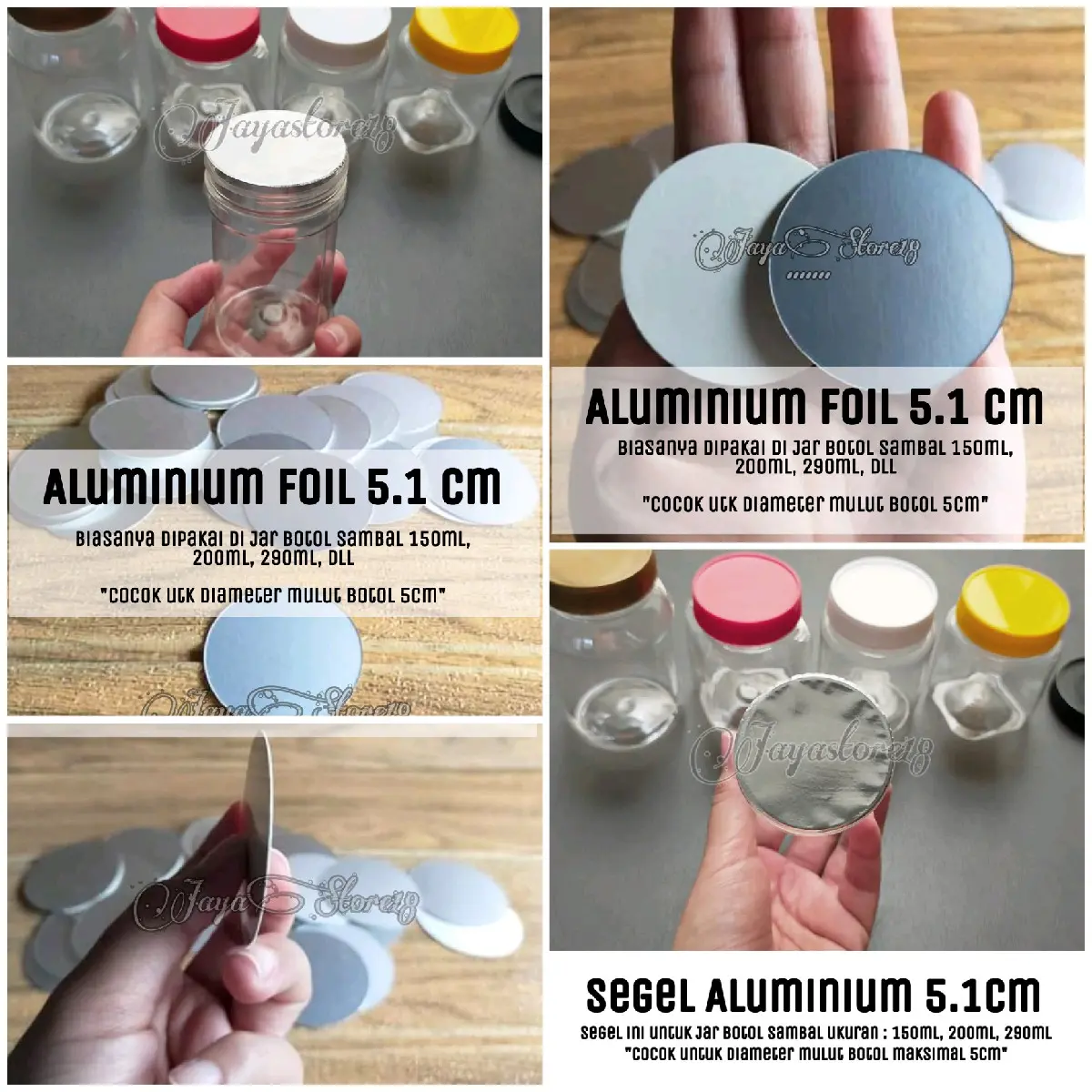 PILIH 20PCS 50PCS 100PCS SEGEL ALUMINIUM FOIL UNTUK BOTOL SAMBAL diameter 5CM MURAH, JAR TOPLES 150ML 200ML 290ML segel induksi SETRIKA JAYASTORE18